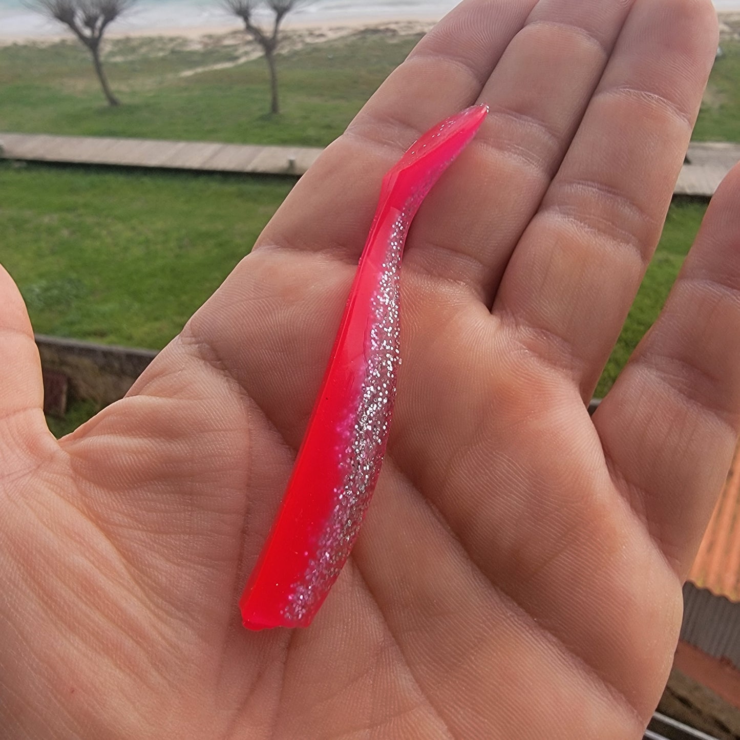 Pack Señuelos Blandos de Pesca 5 unidades color Rosa85mm