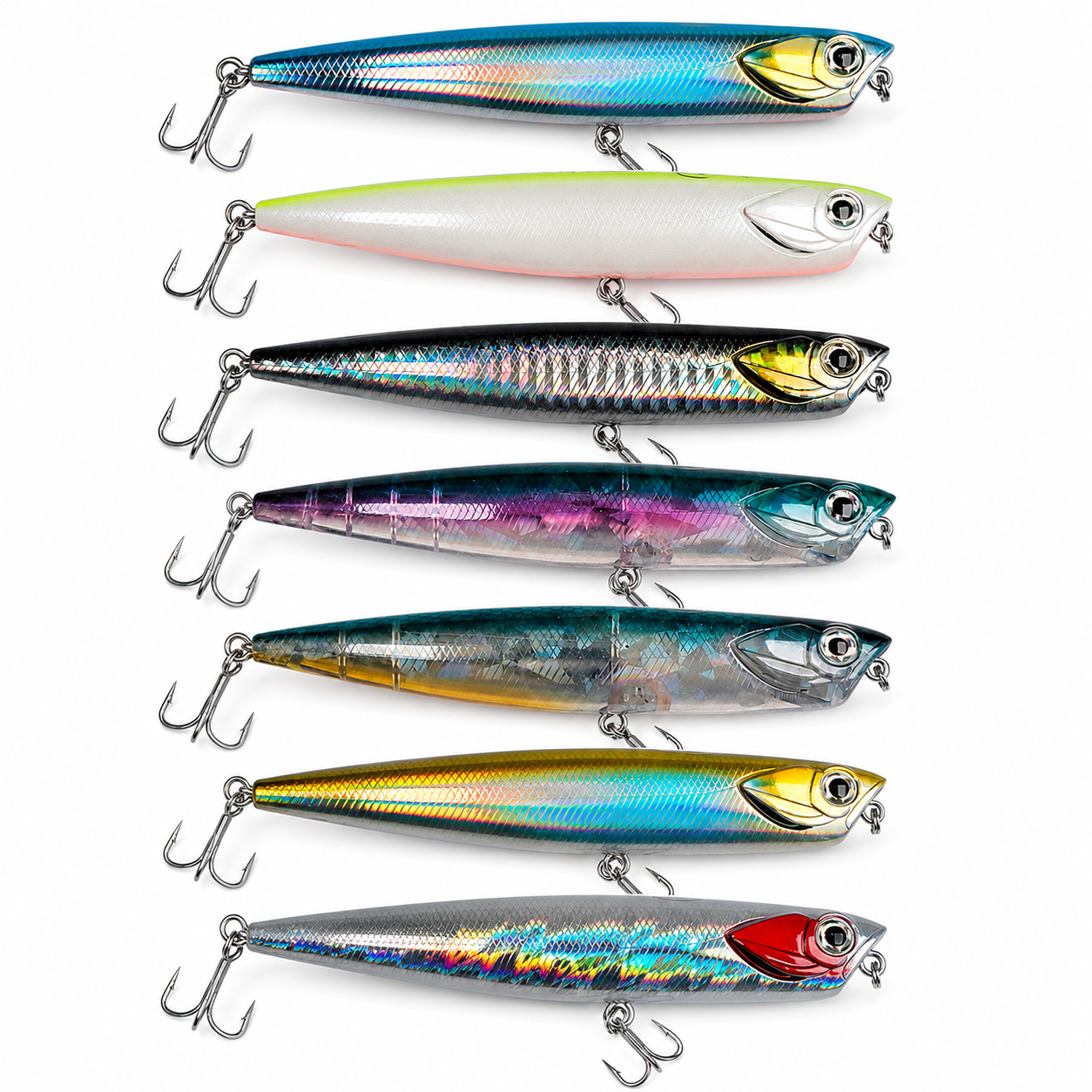 Pack Señuelos Salty Fury Complete – 7 Paseantes de Superficie