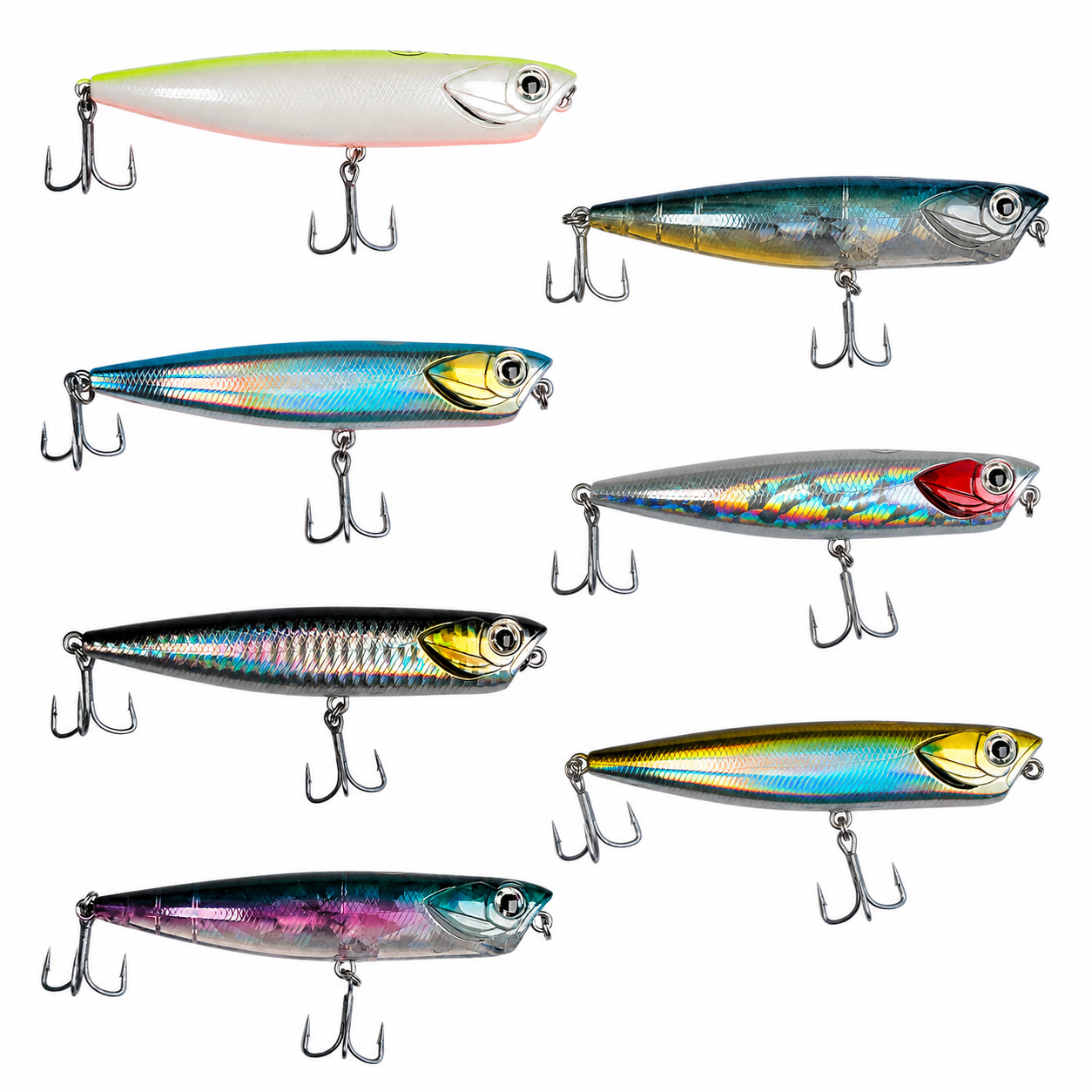 Pack Señuelos Salty Fury Complete – 7 Paseantes de Superficie