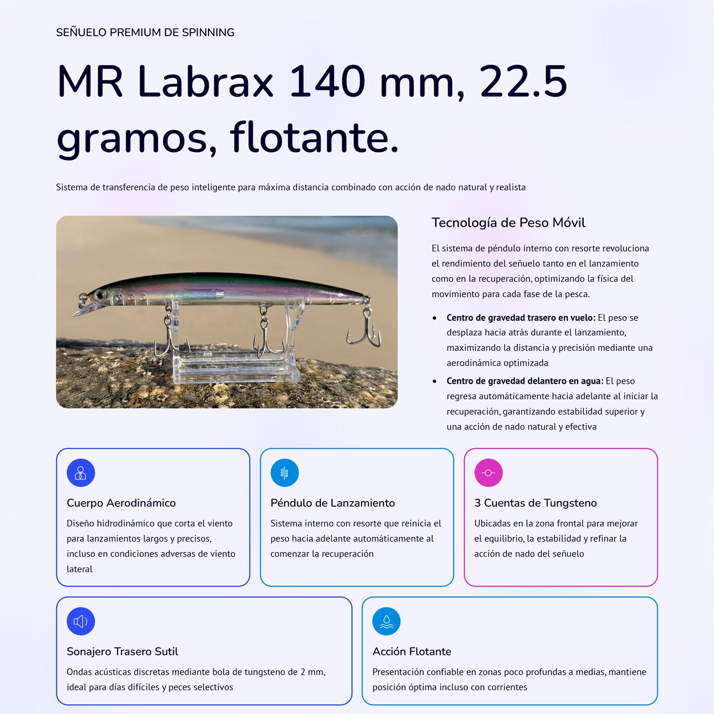 Pack de 3 señuelos para pescar de Noche MR Labrax 140mm