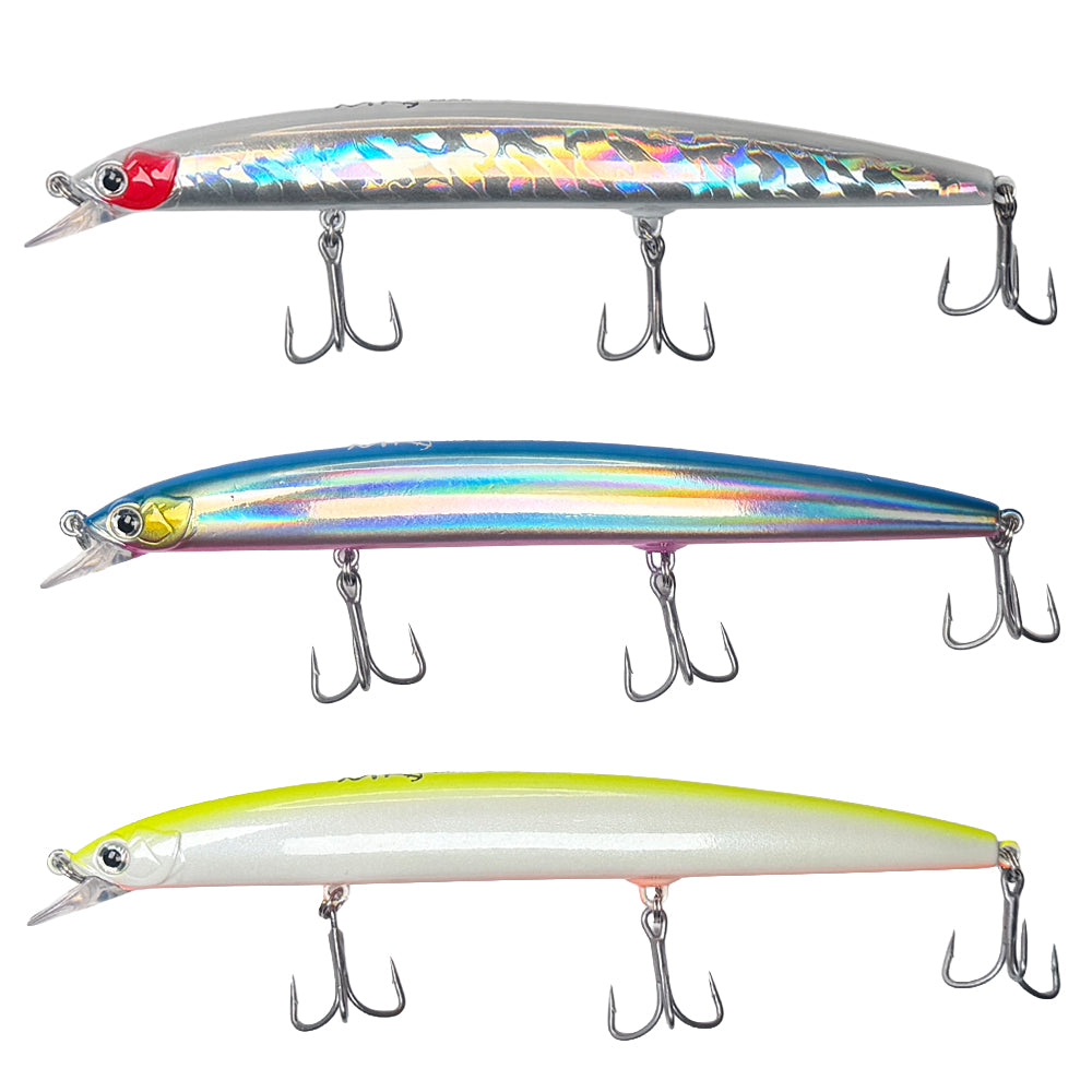 Pack de 3 señuelos para pescar de Noche MR Labrax 140mm