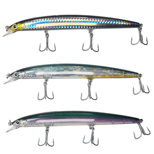 Pack de 3 Señuelos para pescar de Día MR Labrax 140mm