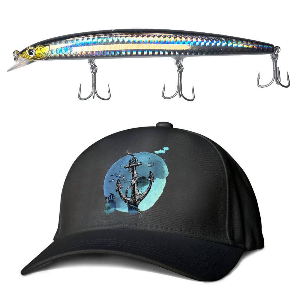 Señuelo de Pesca Labrax 140 Coal y Gorra negra Ancla
