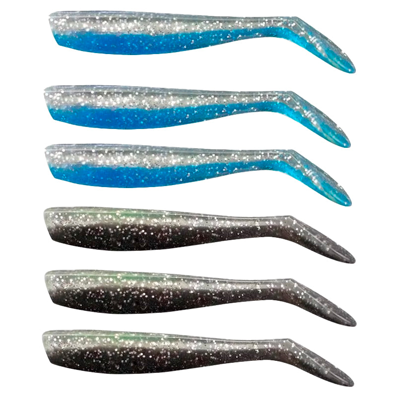 Lote de Señuelos de Pesca Blandos 6 unidades | Azul y Negro